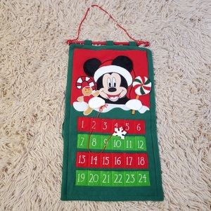 Vintage Disney Mickey Mouse Christmas Advent Calendar Countdown Felt Hanging VTG
